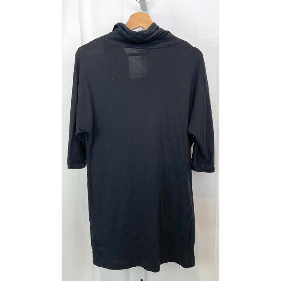 MAJESTIC Paris  1 S Cowl Neck Tunic Top Dolman 3/4 Sleeve Cotton Cashmere Black - Picture 2 of 10